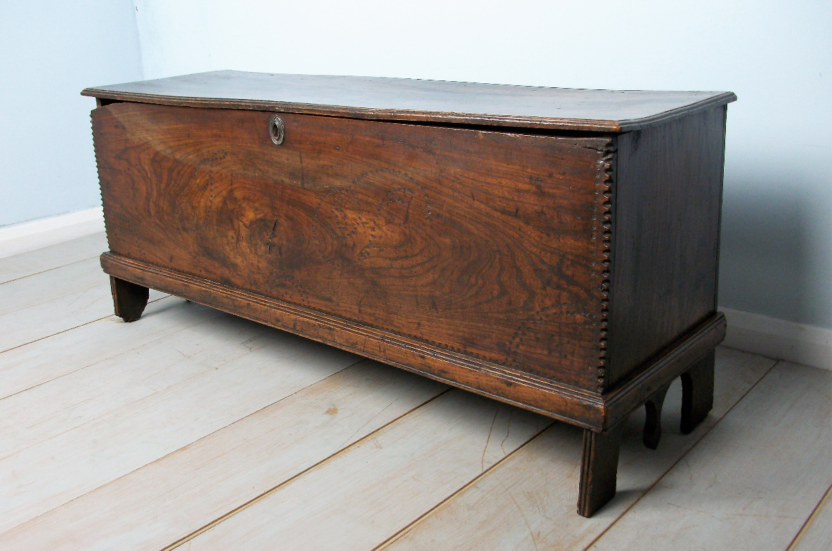 17th century elm six plank coffer